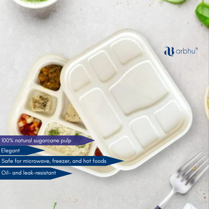 Microwave Safe Bagasse Fiber 8 Compartment Plate Sustainable Alternative To <b>Plastic</b> For <b>Serving</b> Hot Meals And Greasy Foods Bulk - Product Image 2