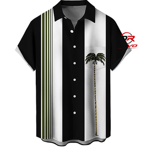 Chemise Hawaïenne Homme ORVO Sports Tricotée 100% Polyester 140g Manches Courtes Col Rabattu Imprimé Papillon Numérique Décontractée Été - Product Image 1