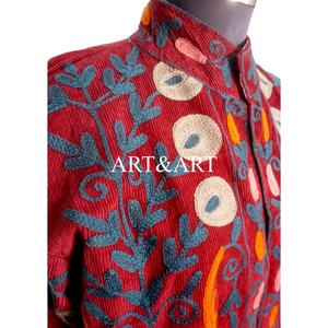 Chaqueta Acolchada con Bordado Floral, Botones, Forro de Algodón, Hecha a Mano, para Invierno y Otoño, de Secado Rápido, Transpirable, para Fiestas - Product Image 1