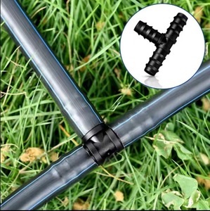 Connecteur en T réglable noir en PP de 16 mm et 20 mm pour l'irrigation goutte à goutte, durable pour la maison, la ferme, la pelouse et la serre - Product Image 1