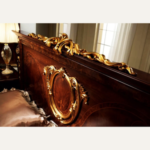 Lit de chambre à coucher de luxe sur mesure en bois massif de style royal victorien, taille king, pour appartement, avec garantie d'un an - Product Image 2