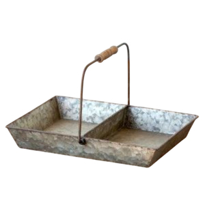 Bandeja Redonda de Metal Galvanizado con Asa de Madera Envejecida, Plato Decorativo Estilo Rústico, Adorno para el Hogar al Mejor Precio - Product Image 3