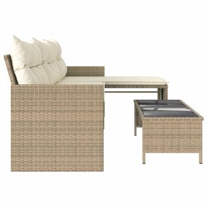 Sofá de Jardín de 3 Plazas en Poliratán Beige con Fundas Extraíbles - Product Image 6
