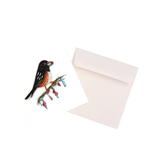 Tarjeta de quilling personalizada con diseño de cotorra del este en una rama, tarjeta de quilling con temática animal, con sobre, tarjeta de felicitación artesanal de invierno. - Product Image 3