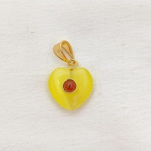 Colgante de Corazón Hinchado Amarillo con Gema Monalisa - Dijes de Corazón Hechos a Mano de 14 MM para Venta al por Mayor - Product Image 1