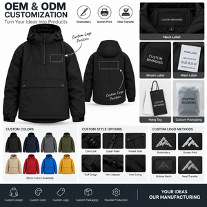 Veste de ski unisexe personnalisée à demi-zip avec capuche, coupe-vent d'hiver pour l'extérieur, fabrication OEM, marque privée, vente en gros - Product Image 5