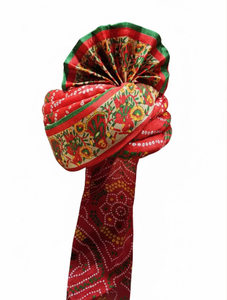 Turban de mariage traditionnel royal du Rajasthan, rouge, bandhani, pagdi, artisanal, Marwari Safa, pour marié, vente en gros OEM - Product Image 2