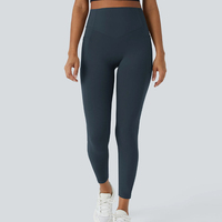Leggings de Yoga para Mujer 2026 de Nylon y Spandex, Elásticos en Cuatro Direcciones, de Secado Rápido, Cintura Media, Color Liso, con Bolsillo