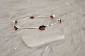 Red Garnet Sterling Silver Bangle January Birthstone Gemstone <b>Bracelet</b> For Women - Product Image 3
