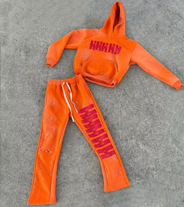 Conjunto de Sudadera con Capucha y Pantalones de Felpa de Algodón con Estampado Personalizado OEM, Transpirable y Ecológico para Hombre - Product Image 4