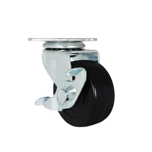 Roue pivotante en PVC de 50 mm avec frein latéral, billes en acier, plaque de 50x50 mm pour meubles et armoires - Product Image 1