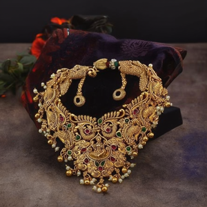 Juego de Collar Choker Jewelemarket Heritage Temple con Piedra Pota y Perla, Joyería Cultural Coleccionable-10575405PGR - Product Image 3