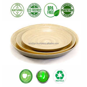 Eco2go Vietnam Assiette de service ronde en bambou/palmier, naturelle, écologique, design minimaliste, couleur unie pour la présentation des aliments - Product Image 3