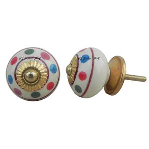 Boutons de commode en céramique faits à la main en gros, poignées de tiroir et de porte multicolores à pois et rayures, lot en vrac - Product Image 3