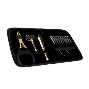 Ensemble d'accessoires personnalisables pour extensions de cheveux dorées : Pince à micro-perles, Outil de démontage, Outil de sertissage, Clips à boucle et crochet - Product Image 4
