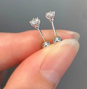 ต่างหูเพชรมอยส์ซอไนต์925สเตอร์ลิงเงินทรงกลมของขวัญเพชรสำหรับเธอ - Product Image 3