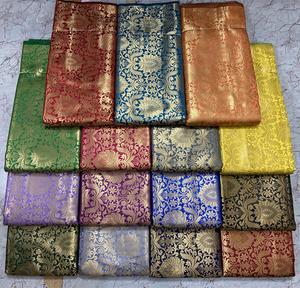 ผ้าซิ่นไหมพรมปักลายดอกไม้แบบดั้งเดิมของอินเดีย แบรนด์ Banarasi Semi Georgette รุ่น Floren Brocade Honey Lace เหมาะสำหรับงานแต่งงาน งานเลี้ยง และงานออกแบบชุดเจ้าสาว - Product Image 6