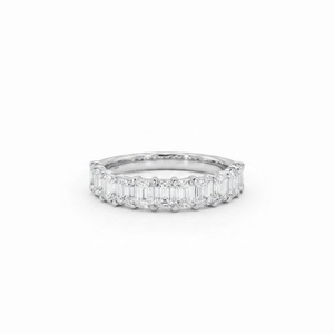 Wholesale 10K 14K 18K Solid Gold Emerald Cut Lab Grown Diamond Half Eternity <b>Proposal</b> <b>Ring</b> IGI Certified Prong Set Wedding Band - Product Image 5