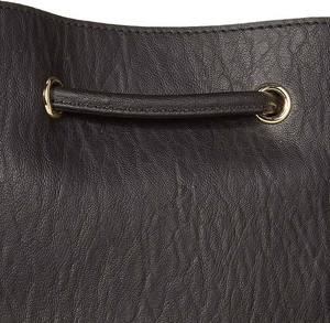 Sac seau en cuir véritable noir avec cordon de serrage, sac à bandoulière minimaliste pour usage quotidien, sac à main croisé - Product Image 3