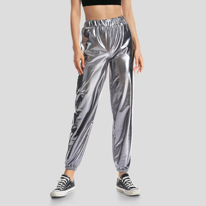 Party Elastic High Rise Sexy Metallic Sequined Pants Women Trousers Wide Leg Pants for Women - Product Image 1