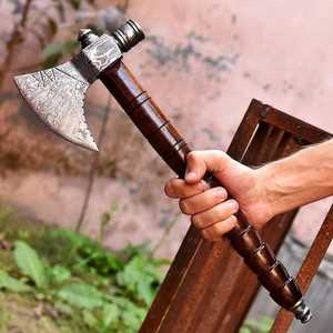 Hacha de Línea Recta de Acero de Damasco Personalizada, Forjada a Mano, Hacha para Acampar al Aire Libre, Hacha para Cortar Madera, Fabricante OEM ODM - Product Image 6