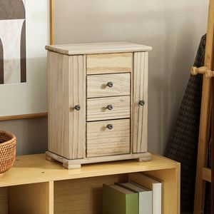 Portagioie in Legno Marrone a 4 Livelli con Specchio e 2 Cassetti, Organizzatore per Anelli, Orecchini e Collane da Donna - Product Image 2