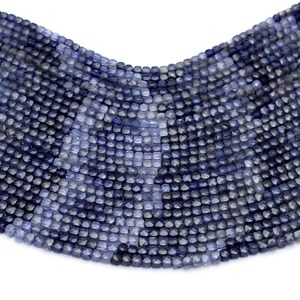AAA+ Iolite 4mm-5mm Cube Faceted Beads Natural Multi Blue Iolite Semi Precious Gemstone 3D Box Briolette Fancy Beads For Jewelry - Product Image 4