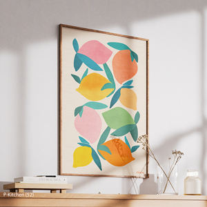 ศิลปะบนผืนผ้าใบสำหรับตกแต่งห้องครัว, โปสเตอร์ภาพประกอบลายใบไม้ผลไม้แบบนามธรรม, ของตกแต่งผนังบ้านสไตล์สแกนดิเนเวียน - Product Image 3