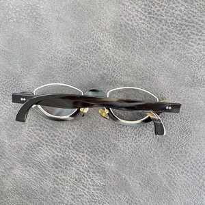 Round Eyeglasses <b>Black</b> <b>Frame</b> with <b>Gold</b> Accents Craft Style Handmade Adjustable Design Eco-Friendly Buffalo Horn Material - Product Image 5