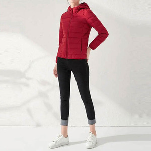 High Quality <b>Red</b> <b>Hooded</b> Puffer <b>Jacket</b> Men Windproof Casual Winter Coat Polyester Wadding Zipper Closure Slim Fit OEM Service - Product Image 6