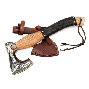 Burraq Custom Hache Tomahawk à lame barbelée de 17 pouces, lame en acier inoxydable, manche en bois de rose, fabriquée à la main, pour l'extérieur, le bricolage, l'industrie, le camping et les activités papa - Product Image 5