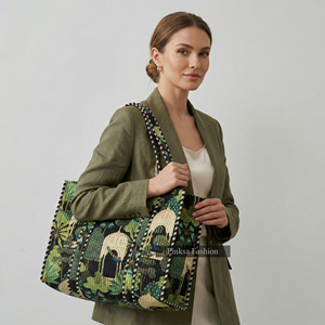 Sac fourre-tout matelassé en coton indien imprimé à la main motif paon floral, sac de plage et de week-end pour femme, fabricant de Jaipur - Product Image 5