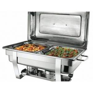 Ensemble de réchauds de buffet avec 2 compartiments en acier inoxydable, chauffe-plats complet avec bac à eau - Product Image 1