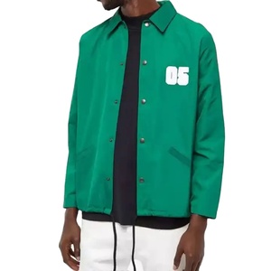 เสื้อโค้ทผู้ชายแบบติดกระดุมหนังสีเขียวกันลมกันน้ำฤดูหนาว - Product Image 1