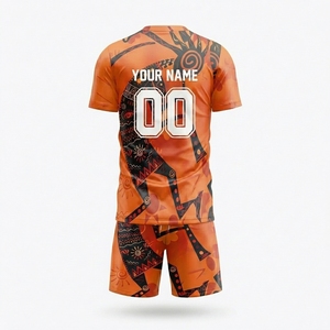 Conjunto de Camiseta de Fútbol Unisex Personalizada, Degradado Azul Claro, Sublimada, Transpirable, de Malla, Secado Rápido, Poliéster, Manga Corta, Cuello Redondo, para Equipo - Product Image 2