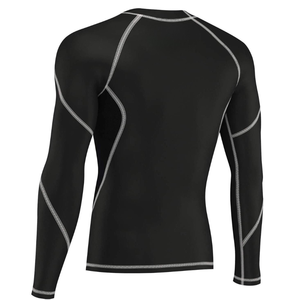 Camiseta Deportiva de Manga Larga para Hombre, Cuello Redondo, Tejido de Punto, Secado Rápido, Corte Ajustado, Color Negro - Product Image 5