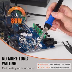 Stazione Saldante Digitale da 80W con Display, Kit con 5 Punte per Saldatura, 30g di Filo per Saldatura e Pinzetta Aspirasoldi Inclusa - Product Image 2
