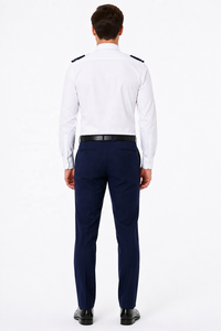 Tenue d'hôtesse de l'air sur mesure à manches longues pour hommes |   Chemise et pantalon d'été en coton 100% premium |   Vêtements d'agent de bord OEM ODM pour l'aviation - Product Image 4