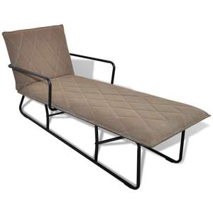 Chaise longue in tessuto marrone chiaro - Product Image 4