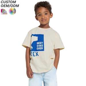 T-shirts d'été décontractés pour enfants, en coton 100% tricoté à col rond et manches courtes, imprimés de dessins animés, pour garçons, vente en gros à bas prix, ODM - Product Image 3