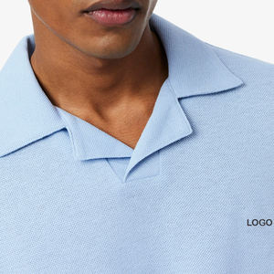 Chemise de golf pour homme, coupe classique, maille tricotée en nylon, polyester et élasthanne, manches courtes, respirante, légère, séchage rapide - Product Image 4