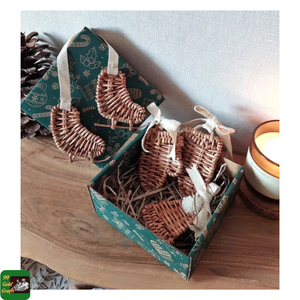99 GOLD DATA Ornements de Noël en rotin faits à la main, écologiques, formes d'étoiles rustiques pour suspendre sur le sapin de Noël, vente au détail saisonnière - Product Image 2