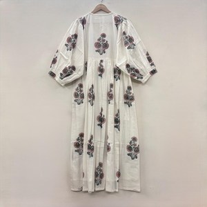 เดรสลำลองผู้หญิง ผ้าทอ 100% คอตตอน ลายพิมพ์ดอกไม้/สีพื้น แขนสั้น เอวทรงเอ็มไพร์ ทรงเบบี้ดอลล์ โอเวอร์ไซส์ คอวี ทรงหลวม - Product Image 2