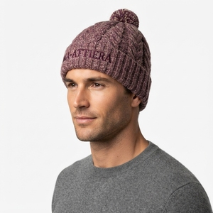 Gorro de Punto Personalizado Color Rosa Beige con Pompón y Puño, Gorro de Invierno Cálido con Logotipo - Product Image 5