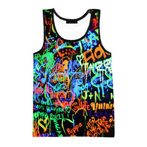 Camisetas sin Mangas con Estampado 3D de Grafiti Neón, para Hombre y Mujer, Estilo Hip Hop, Casual, Holgadas, para Verano - Product Image 4