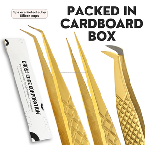 Custom Gold fiber tip lash extension tweezers eyelash extensions Beauty <b>Tools</b> lash isolation false eyelash extension tweezers - Product Image 6