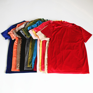 Premium Quality & Quick Dry Breathable Velvet Fabric Short Sleeves Custom Logo & Colour Velvet Mens Tee <b>Shirts</b> - Product Image 6