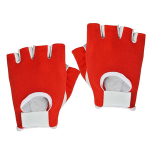 Guantes de Fitness de Medio Dedo, Diseño Nuevo, Precio al por Mayor, Rojos y Blancos, de Cuero, para Levantamiento de Pesas, Unisex - Product Image 2
