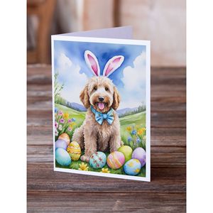 Whimsical A7 Size 5x7 Blank Note Greeting <b>Cards</b> <b>Pack</b> of 8 <b>Easter</b> Egg Hunt Goldendoodle Design with Envelopes - Product Image 2