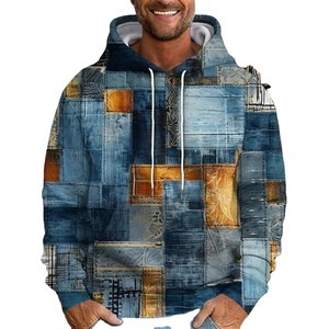 Sudadera con capucha de lana de gran tamaño de alta calidad para hombre logotipo personalizado bordado Diseño a cuadros cuello con capucha para invierno - Product Image 3